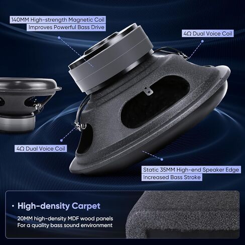 12 inches Active Powered Car Audio Subwoofer Car/Truck Vented Sub Box Enclosure 1400 Watt w/Colorful LED Ambient Lights,Final 4 Ohm,Dual Voice Coil,Built Amp,Low Profile,Remote Subwoofer Control Kit in Saudi Arabia