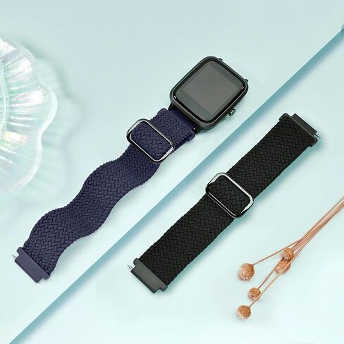 2 Pack Braided Stretchy Nylon Compatible with Kuizil T70 Smart Watch Band/JeeJTek TGW008/zakotu Y66/uaue T60 Smartwatch, Quick Release Solo Loop Sport Elastic Strap Wristbands for Men Women in Saudi Arabia