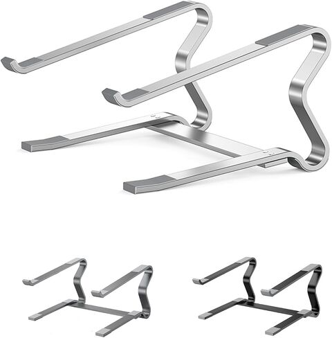Laptop Stand Aluminum Alloy Material, Detachable PC Stand Notebook Holder, Compatible with Laptops Air/Pro/Lenovo/Dell, HP, 10'' ~ 18" Laptops, Silver in Saudi Arabia
