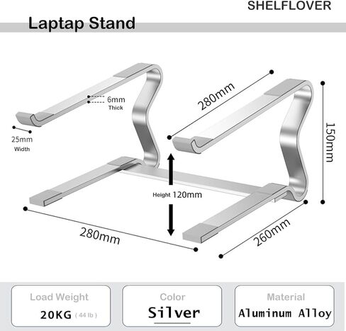 Laptop Stand Aluminum Alloy Material, Detachable PC Stand Notebook Holder, Compatible with Laptops Air/Pro/Lenovo/Dell, HP, 10'' ~ 18" Laptops, Silver in Saudi Arabia