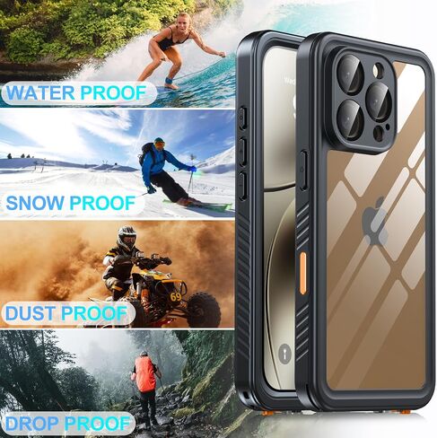 حافظة ANTSHARE لهاتف iPhone 16 Pro، واقي شاشة مدمج مقاوم للماء، [مقاومة للسقوط العسكري بطول 12 قدمًا] [مقاومة للصدمات لجسم كامل] [مقاومة للغبار] [IP68 تحت الماء] حافظة هاتف لهاتف iPhone 16 Pro مقاس 6.3 بوصات - أسود/شفاف in Saudi Arabia