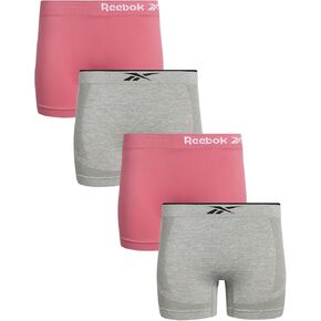 Reebok Women's Underwear - Seamless Boyshort Panties (4 Pack), Size Large, FoxgloveRosewineNutmegSpacedye