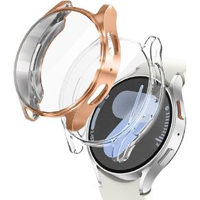 2 Pack Soft TPU Case Cover Compatible with Samsung Galaxy Watch 7 40MM 44MM,Full Coverage Protective Case Bumper Frame (Rose Gold/Clear, 40MM) in Kuwait