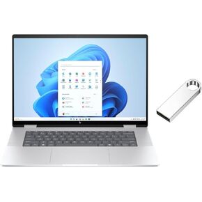 HP Envy 2-in-1 16" 2K Touch-Screen Laptop | Intel Core Ultra 5 Processor | Integrated Intel Graphics|Backlit | Silver| 16GB RAM DDR5 | 512GB SSD | Windows 11 Home |Bundle with 64GB USB Flash Drive