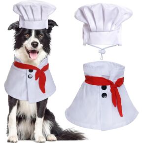 choyaxo Pet Chef Costume Chef Hat with Red Scarf Set Dog Halloween Costume for Small Pet Dogs Cat (Large)
