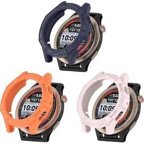 FitTurn Case Screen Protector Compatible with Amazfit Cheetah/Amazfit Cheetah Pro Smartwatch, Soft TPU Case Ultra Thin Bumper Case Overall Protective Cover Skeleton Armor Protective case (3pack-2)