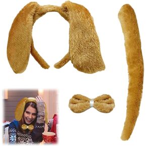 1 Set Dog Costume Set Cute Dog Headband Tail Bowtie Dog Dress Dog Ears Animal Fancy Dress Accessories for Christmas Halloween and New Year Party