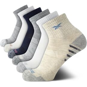 Reebok Women's Comfort Cushioned Athletic Quarter Cut Socks (6 Pack)