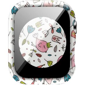 متوافق مع Apple Watch Series 9 8 7 41mm 45mm حافظة صلبة من البولي كربونات من الزجاج المقسى غطاء حماية مقاوم للصدمات لساعة Apple 45mm 41mm (45mm، زهور 6)