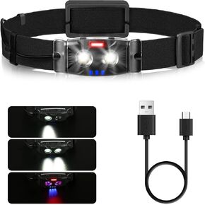 1000 Lumen Headlamp Rechargeable IPX4 Waterproof Hard Hat Headlight Forehead Flashlight for Adults Kids, Waterproof Headlight Camping Gear for Fishing Hiking Running
