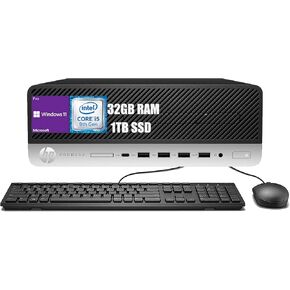 HP ProDesk 600 G5 SFF Home and Business Desktop,Intel i5-9500,32GB RAM 1TB SSD,3.0GHz up to 4.2GHz,Keyboard&Mouse, WiFi, Bluetooth, Windows 11(Renewed)