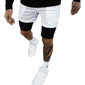 CYF Men’s 2 in 1 Running Shorts with Pockets Quick Dry Breathable Active Gym Workout Shorts