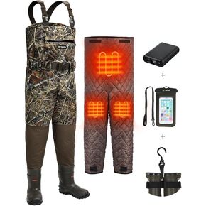 TIDEWE Breathable Hunting Waders Heated 1200G Insulation with Removable Insulated Liner & Battery Pack, (Next Camo, 7-14)