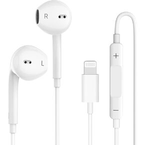 Wired Earphones for iPhone Earbuds with Lightning Connector Plug&Play Built-in Microphone & Remote Control Headsets Compatible with iPhone 14/13/12/11/XR/XS/X/8/SE/Pro/Pro Max Support All iOS System﻿