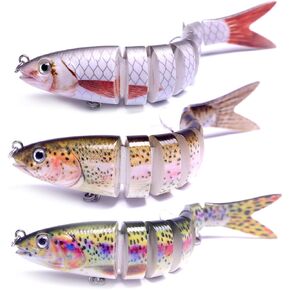 Bass Fishing Kit, Slow Sinking Jointed Swimbaits with ABS Plastic Body and Built-in Ringing Beads, Pike, Realistic Bass Fishing Lures Kit for Walleye, Bass Fishing Lure Kit for Freshwater Gear