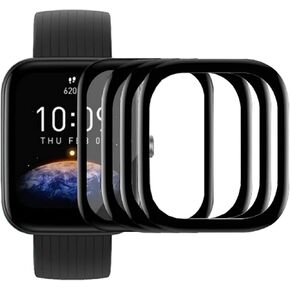 [4-Pack] Screen Protector for Amazfit Bip 3/ Bip 3 Pro Smartwatch Bands, Full Screen Coverage Bubble Free Anti-Scratch Waterproof Ultra HD Film for Bip 3/ Bip 3 Pro Watch