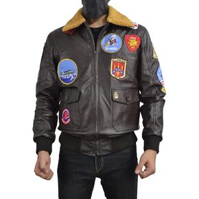 Top Jacket For Men - Tom Gun G1 Bomber Maverick Aviator Real Leather Fur Collar Flight Jacket - Cruise Brown Leather Jacket
