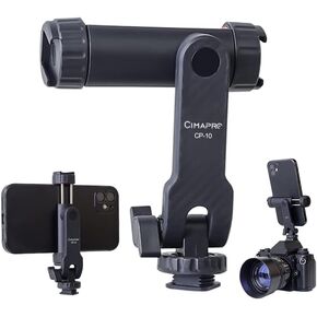 360° Rotating Tripod Phone Mount with 2 Cold Shoe Mounts and 1/4 Standard Screw - Universal Smartphone Adapter for Tripods, Cameras, and iPhones