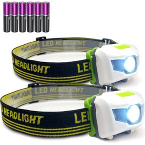 Bright Eyes - 2-Pack Cree LED Headlamp (White and Red Lights) - Adjustable Running, Reading, Camping, Outdoor or Indoor Flashlight Headlights