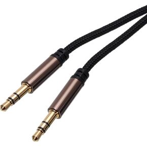 MECCANIXITY 3.5 ملم TRS Aux كابل ذكر إلى ذكر مساعد صوت HiFi سماعة رأس سلك 10 قدم نايلون مضفر للهاتف سماعة رأس ستيريو صدى، بني in Kuwait