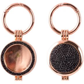 Compatible with AirTag Holder with Keychain,Sparkly Diamond Case Shockproof Protective Premium Bling Rhinestone Cover Skin (Black-gold)