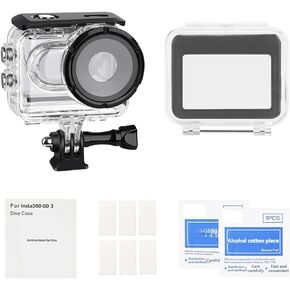 GO3/GO3S 60M Waterproof Case,Underwater Diving Housing Shell Protective Case with Mounting Bracket Accessories for Insta360 GO3/GO3S Action Camera (Waterproof Case Set)