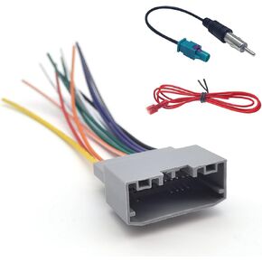 Pack-3 Car Radio Stereo Wiring Harness, Radio Wiring Harness with Antenna Adapter Connector for Car Stereo, Repair Wiring Harness, Compatible with Jeep Compass/Wrangler Dodge (Multicolored)