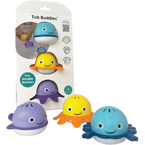 Edushape Tub Buddies, 3 Toys - Toddler Bath Toys Strainers - Early Child Development Educational Boys & Girls Water Bath Toy - Baby Bath Toys for Toddlers 1-3 Teaches Cause, Effect, Cognitive Skills
