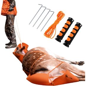 Deer Drag Sled Thickened Game Hauler Strap Reduce Ground Friction & Transport Game Easier Heavy Duty Deer Pull Rope for Dragging Deer Cart Deer Hunting Accessories Gift for Hunters, Orange