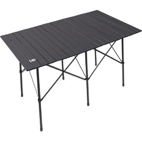 EVER ADVANCED Camping Table, Fold up Lightweight, 4-6 Person Portable Roll up Aluminum Table with Carry Bag for Outdoor, Support Up to 110LBS, Black