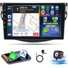 [2+64G] Android 13 Car Radio for Toyota RAV4 2007-2012 - Wireless Carplay and Android Auto - 9 Inch Touch Screen Car Stereo with DSP/Multiple UI/WiFi/GPS/SWC + AHD Backup Camera