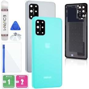 غطاء خلفي زجاجي لاستبدال الغطاء الخلفي oneplus 8T مع عدسة الكاميرا + مجموعة أدوات إصلاح الزجاج الخلفي الأصلي (فضي)