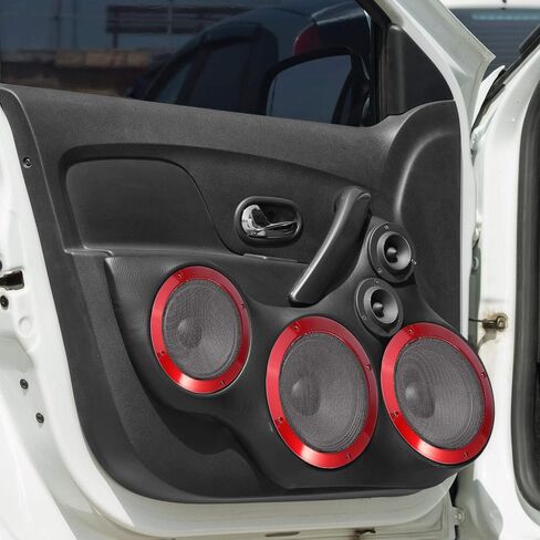 Unifizz 2pcs Car Audio Speaker Cover Mesh Subwoofer Grill Horn Guard 5'' Red Protector in Saudi Arabia