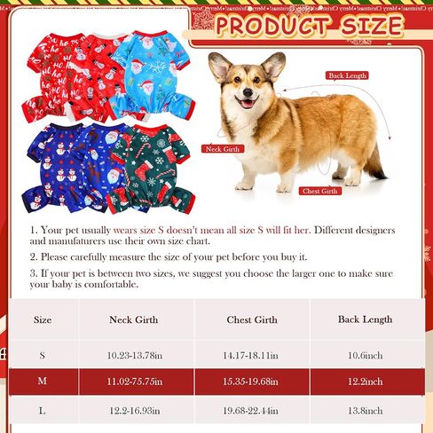 Xuniea 6 Pieces Pet Pajamas Christmas Jumpsuit, Santa, Snowman, Tree Designs for Dogs & Cats(Large) in Kuwait