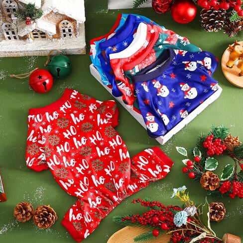 Xuniea 6 Pieces Pet Pajamas Christmas Jumpsuit, Santa, Snowman, Tree Designs for Dogs & Cats(Large) in Kuwait