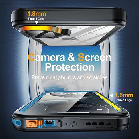 حافظة ANTSHARE لهاتف iPhone 16 Pro، واقي شاشة مدمج مقاوم للماء، [مقاومة للسقوط العسكري بطول 12 قدمًا] [مقاومة للصدمات لجسم كامل] [مقاومة للغبار] [IP68 تحت الماء] حافظة هاتف لهاتف iPhone 16 Pro مقاس 6.3 بوصات - أسود/شفاف in Kuwait