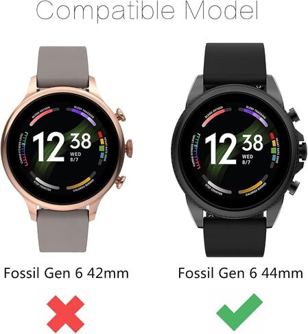 حافظة واقية متوافقة مع Fossil Gen 6 42mm/44mm غطاء حماية من مادة TPU إطار مضاد للخدش لـ Fossil Women' Gen 6 42mm/Men's Gen 6 44mm ملحقات الساعة الذكية تغطية حامية (44 ملم) in Saudi Arabia