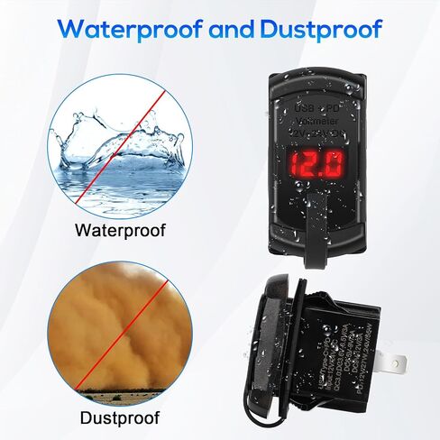 Linkstyle USB Rocker Switch Outlet for Car, 55W PD USB-C & 36W QC3.0 USB-A Port Charger Socket, Voltmeter, Waterproof, Red in Saudi Arabia