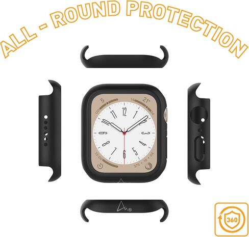 ARMOR 9H Tempered Glass Protective Case for Apple Watch Series 9/8, 41mm, 9H with HD (Mysteric Black) in Kuwait