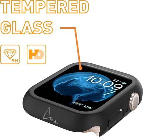ARMOR 9H Tempered Glass Protective Case for Apple Watch Series 9/8, 41mm, 9H with HD (Mysteric Black) in Kuwait