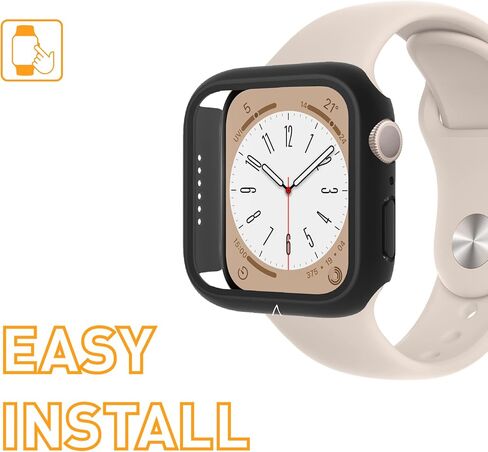 ARMOR 9H Tempered Glass Protective Case for Apple Watch Series 9/8, 41mm, 9H with HD (Mysteric Black) in Kuwait