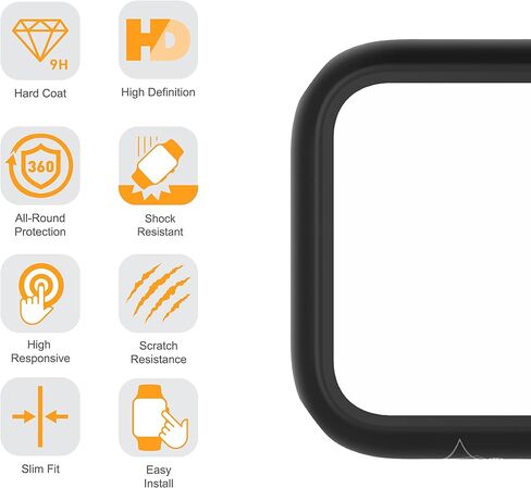 ARMOR 9H Tempered Glass Protective Case for Apple Watch Series 9/8, 41mm, 9H with HD (Mysteric Black) in Kuwait