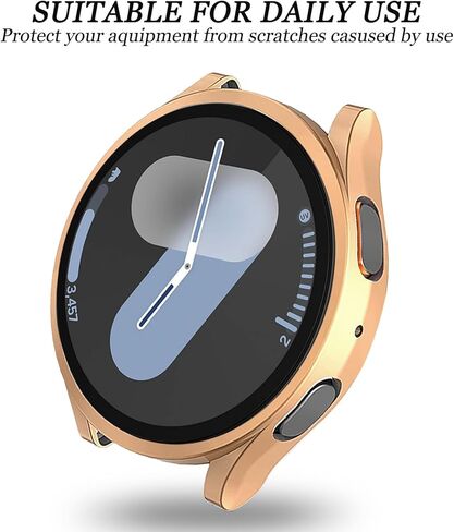 غطاء حماية ناعم من مادة TPU متوافق مع ساعة سامسونج جالاكسي 7 مقاس 40 مم و44 مم، غطاء حماية كامل بإطار ممتص للصدمات (ذهبي وردي/شفاف، 40 مم) in Kuwait