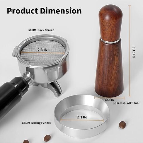 Wdt Tool Espresso, 8 Needles Espresso Distribution Tool Espresso Stirrer,Dosing Funnel and Puck Screen, Espresso Accessories Kit for Barista (51mm) in Saudi Arabia