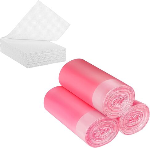 60 Set Bedside Commode Liners with Absorbent Pads Disposable Potty Bags for Portable Toilet with Commode Pads for Adult Elderly Commode Chairs Bucket Portable Camping Toilet Bags (Pink) in Saudi Arabia
