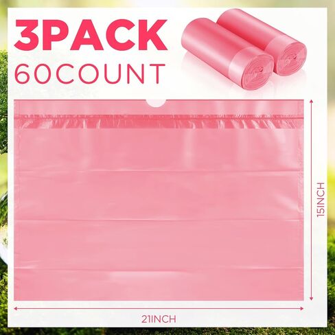 60 Set Bedside Commode Liners with Absorbent Pads Disposable Potty Bags for Portable Toilet with Commode Pads for Adult Elderly Commode Chairs Bucket Portable Camping Toilet Bags (Pink) in Saudi Arabia