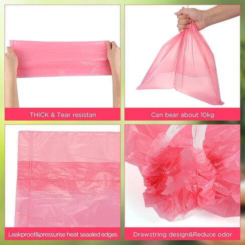 60 Set Bedside Commode Liners with Absorbent Pads Disposable Potty Bags for Portable Toilet with Commode Pads for Adult Elderly Commode Chairs Bucket Portable Camping Toilet Bags (Pink) in Saudi Arabia