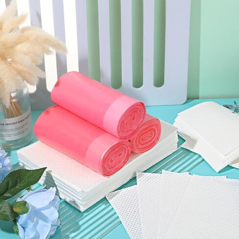 60 Set Bedside Commode Liners with Absorbent Pads Disposable Potty Bags for Portable Toilet with Commode Pads for Adult Elderly Commode Chairs Bucket Portable Camping Toilet Bags (Pink) in Saudi Arabia