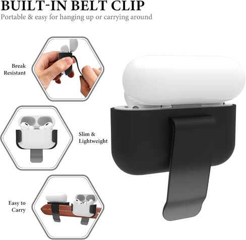 Geekria Wireless Earbuds Case Ultra Light Belt Clip Pocket Holder, Compatible with AirPod Pro, AirPod Pro 2 True Wireless Earbuds, Charging Port Accessible (Black) in Saudi Arabia