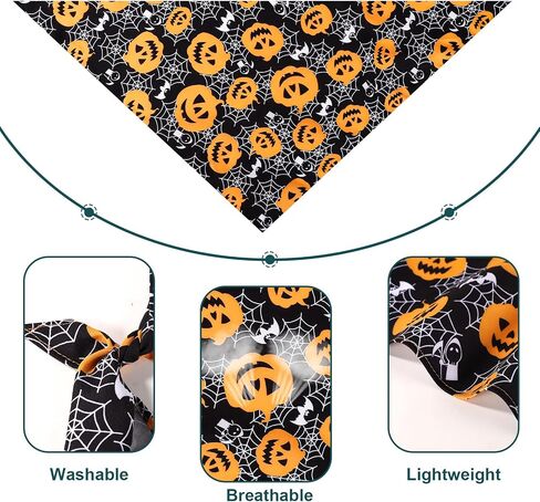 4pcs Halloween Dog Bandanas, Breathable Dog Triangle Scarf Washable Halloween Dog Neckerchief Ghost Pumpkin Halloween Bandanas for Big Small Medium Large Dog and Cats (Style 3) in Saudi Arabia